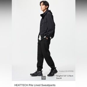 Uniqlo HEATTECH Pile Lined Sweatpants in BLACK